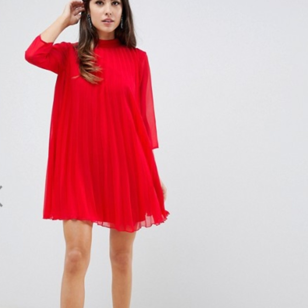 ASOS DESIGN pleated trapeze mini dress